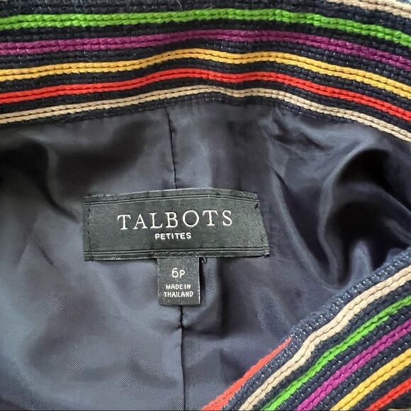 Talbots Rainbow Striped Mandarin Collar Jacket 6P - Picture 5 of 6